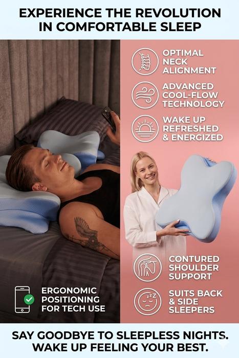 Butterfly-shaped ergonomic memory foam pillow